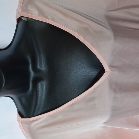 Paisley & Ivy Short Sleeve Mini Dress with V-Neck Back Cutout- Pink, lined skirt - Picture 2 of 8